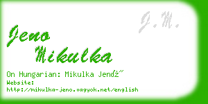 jeno mikulka business card